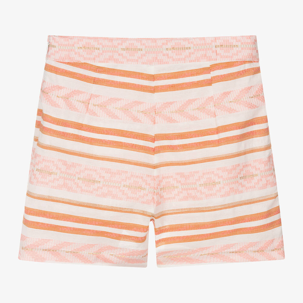Mayoral-Girls Pink Geometric Cotton Shorts | Childrensalon Outlet