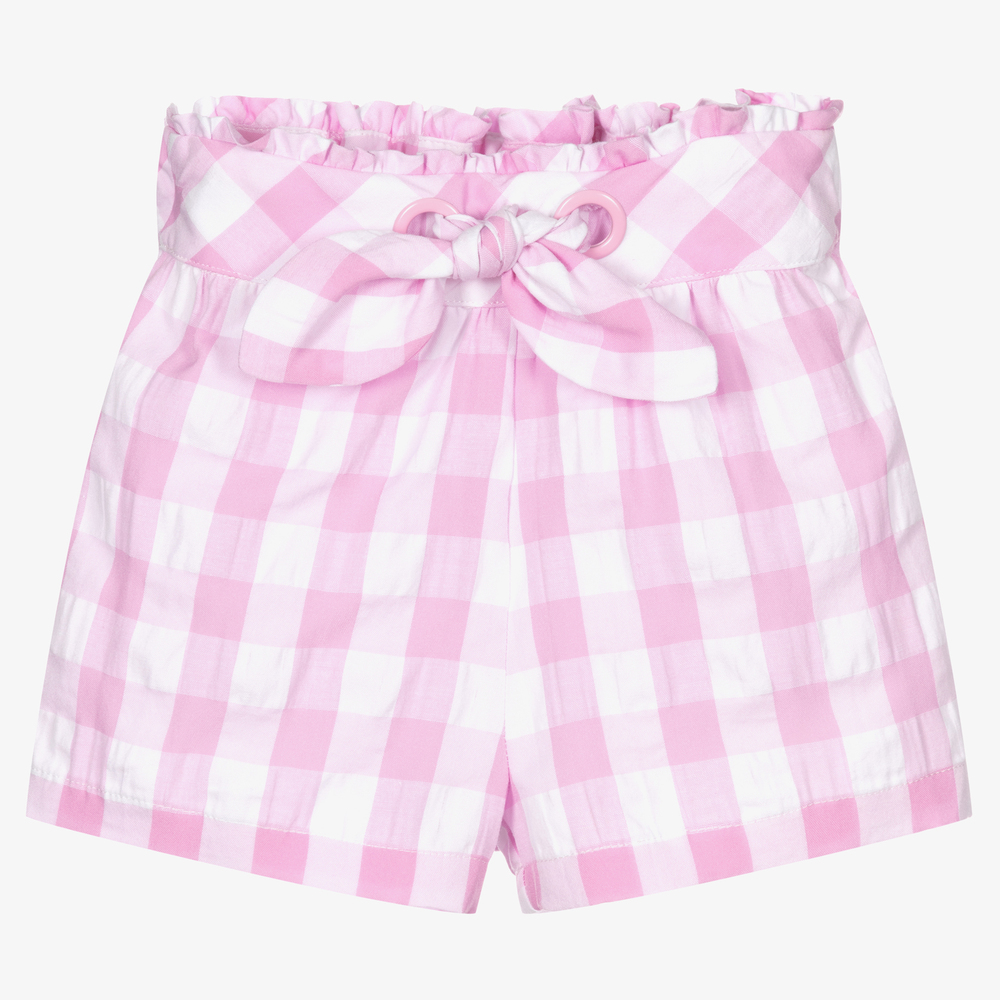 Mayoral - Girls Pink Gingham Shorts | Childrensalon