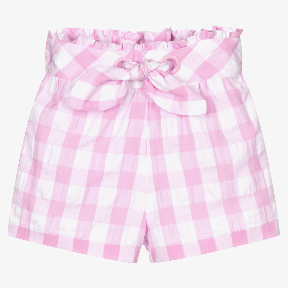 Mayoral Girls Pink Gingham Shorts Childrensalon Outlet