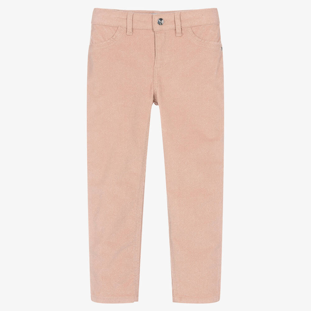 Mayoral - Girls Pink Glitter Corduroy Trousers | Childrensalon