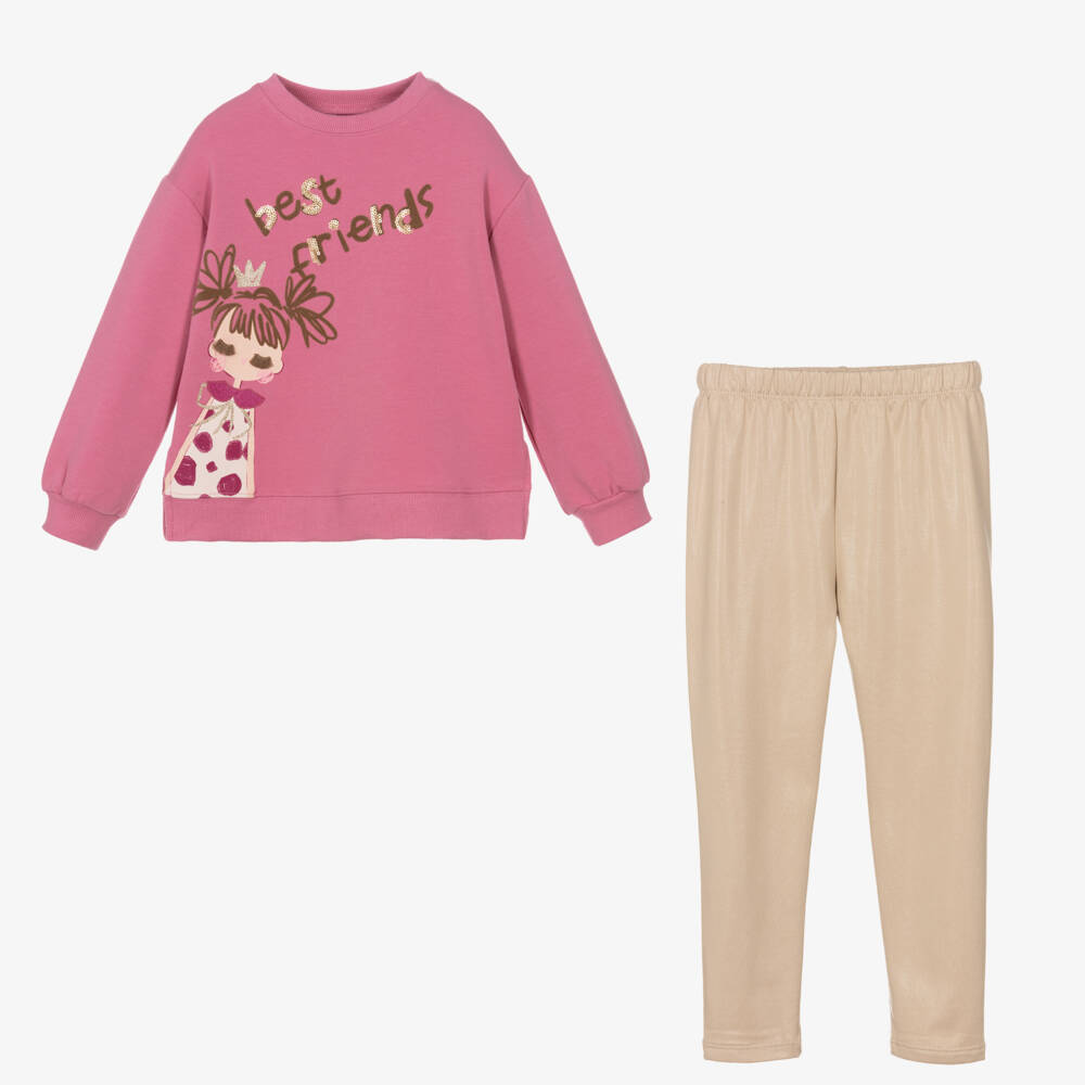 Mayoral-Girls Pink Glitter Leggings Outfit | Childrensalon Outlet