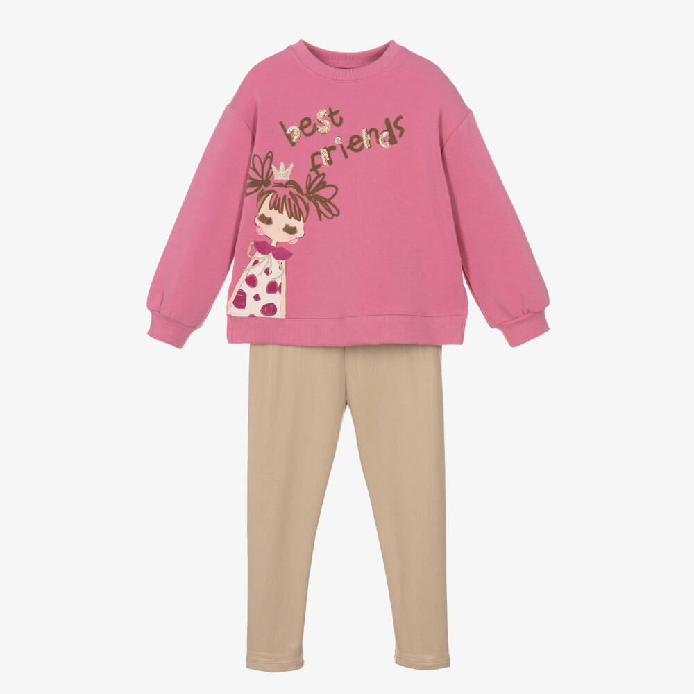 Mayoral-Girls Pink Glitter Leggings Outfit | Childrensalon Outlet