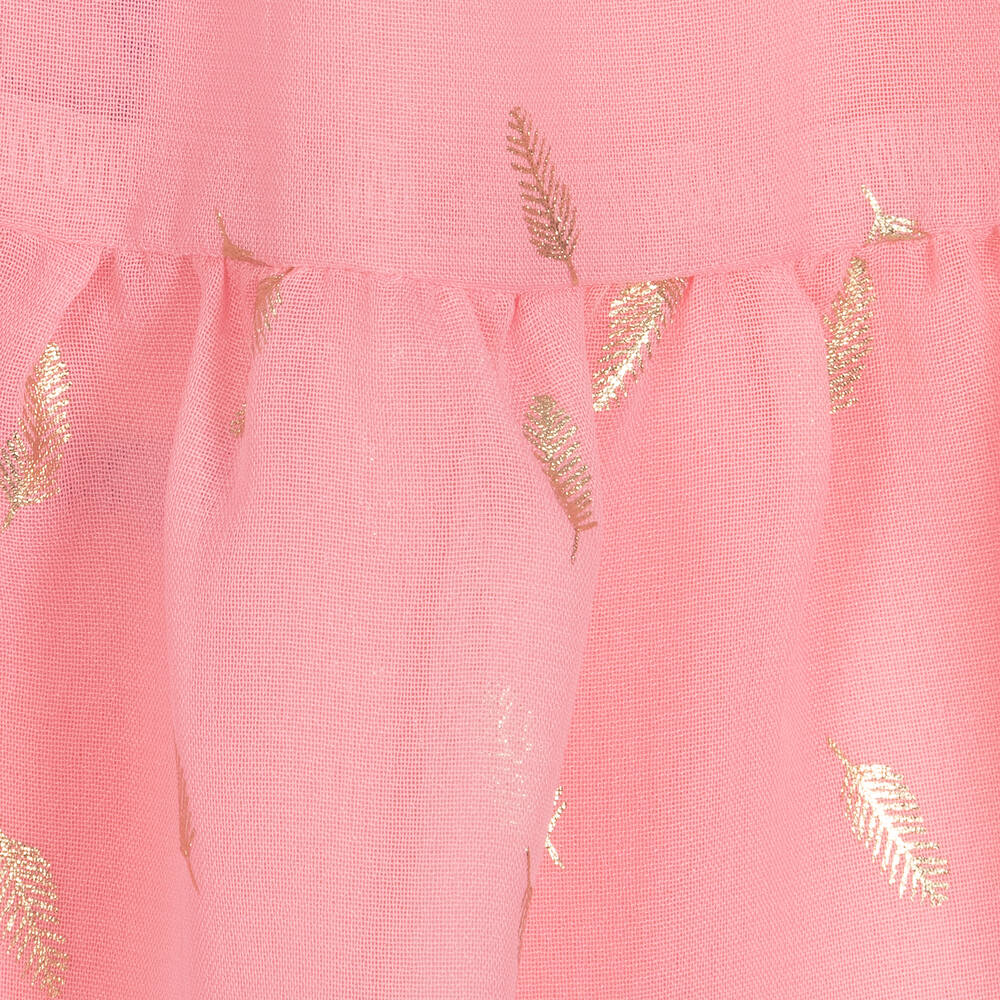 Mayoral-Girls Pink & Gold Feather Chiffon Blouse | Childrensalon Outlet