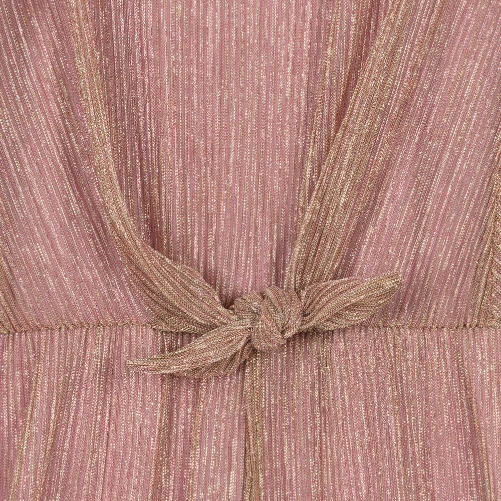 Mayoral Girls Pink Gold Shimmery Jumpsuit
