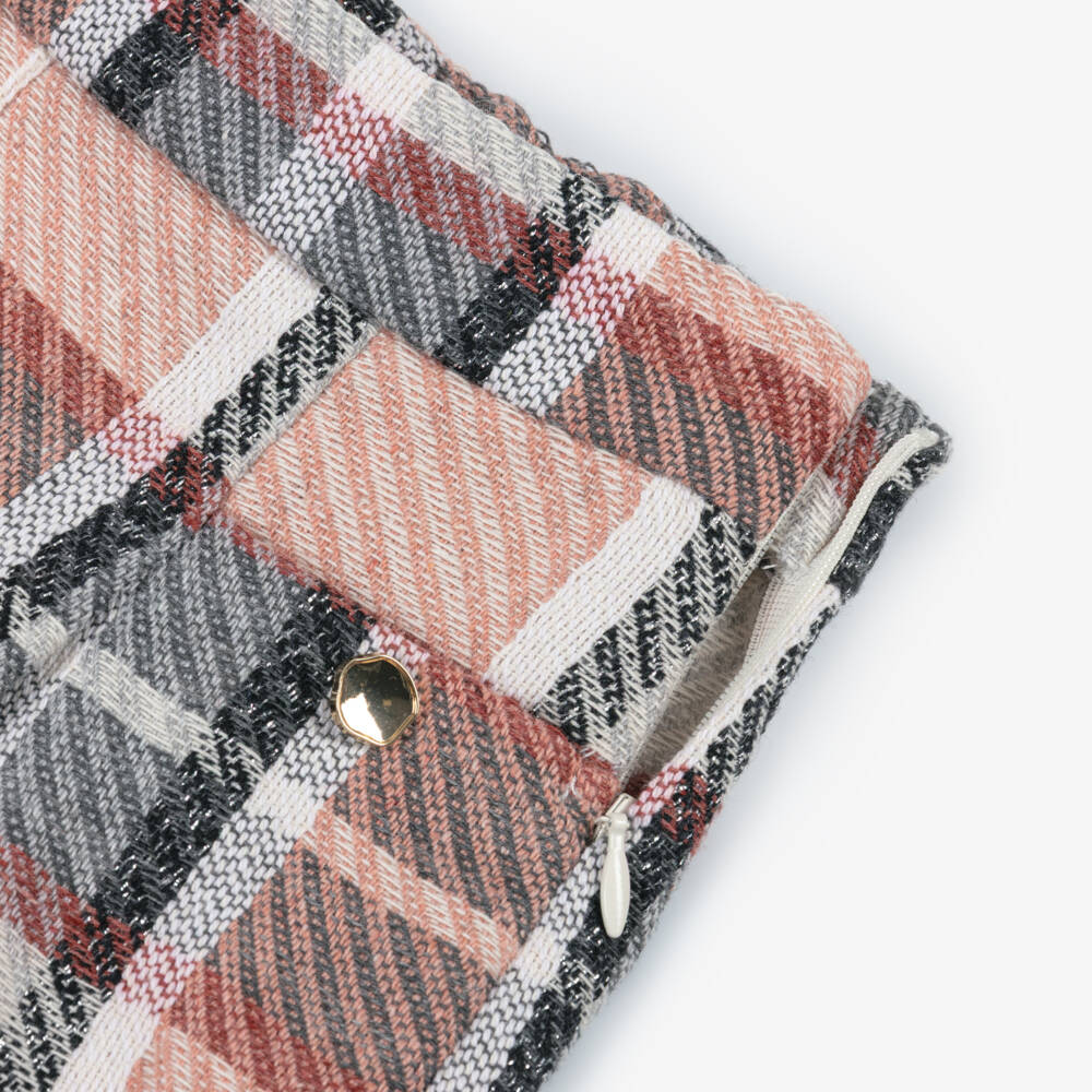 Mayoral-Girls Pink & Grey Check Woven Shorts | Childrensalon Outlet