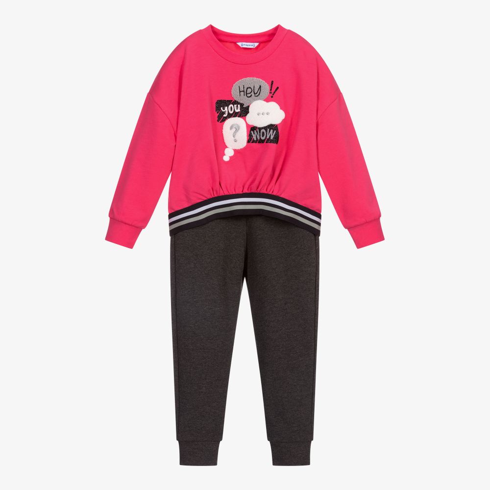 Mayoral - Trainingsanzug in Pink und Grau (M) | Childrensalon