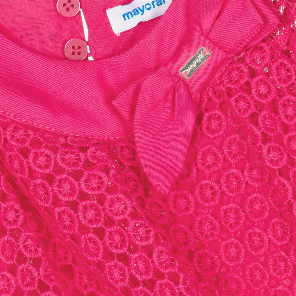 مايورال-فستان أطفال بناتي دانتيل جوبير لون زهري | Childrensalon Outlet