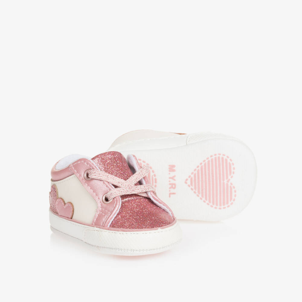Girls Pink Heart Pre-Walker Shoes