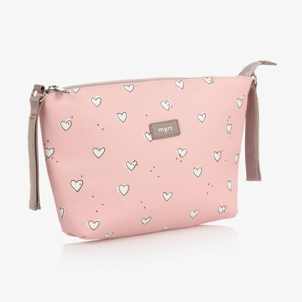 Mayoral-Розовая сумка для коляски с белыми сердечками (33см) | Childrensalon Outlet