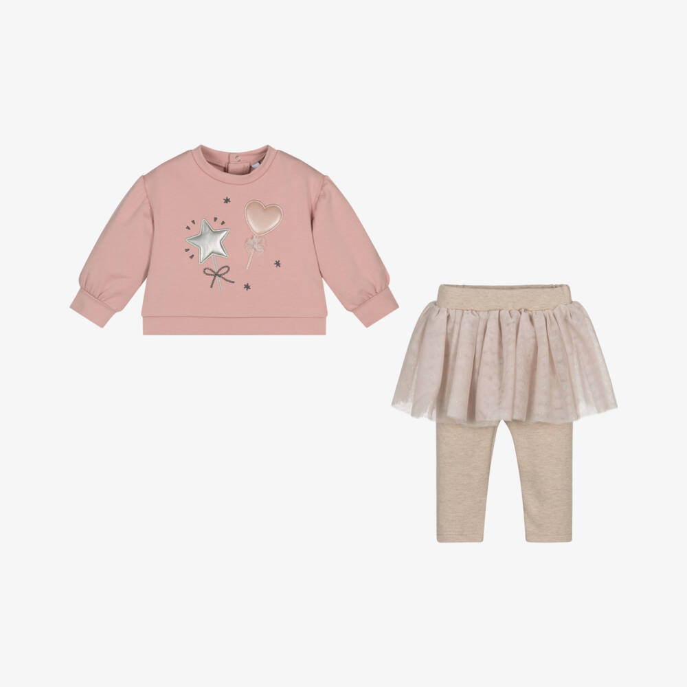 Mayoral-Girls Pink Heart Tulle Outfit | Childrensalon Outlet