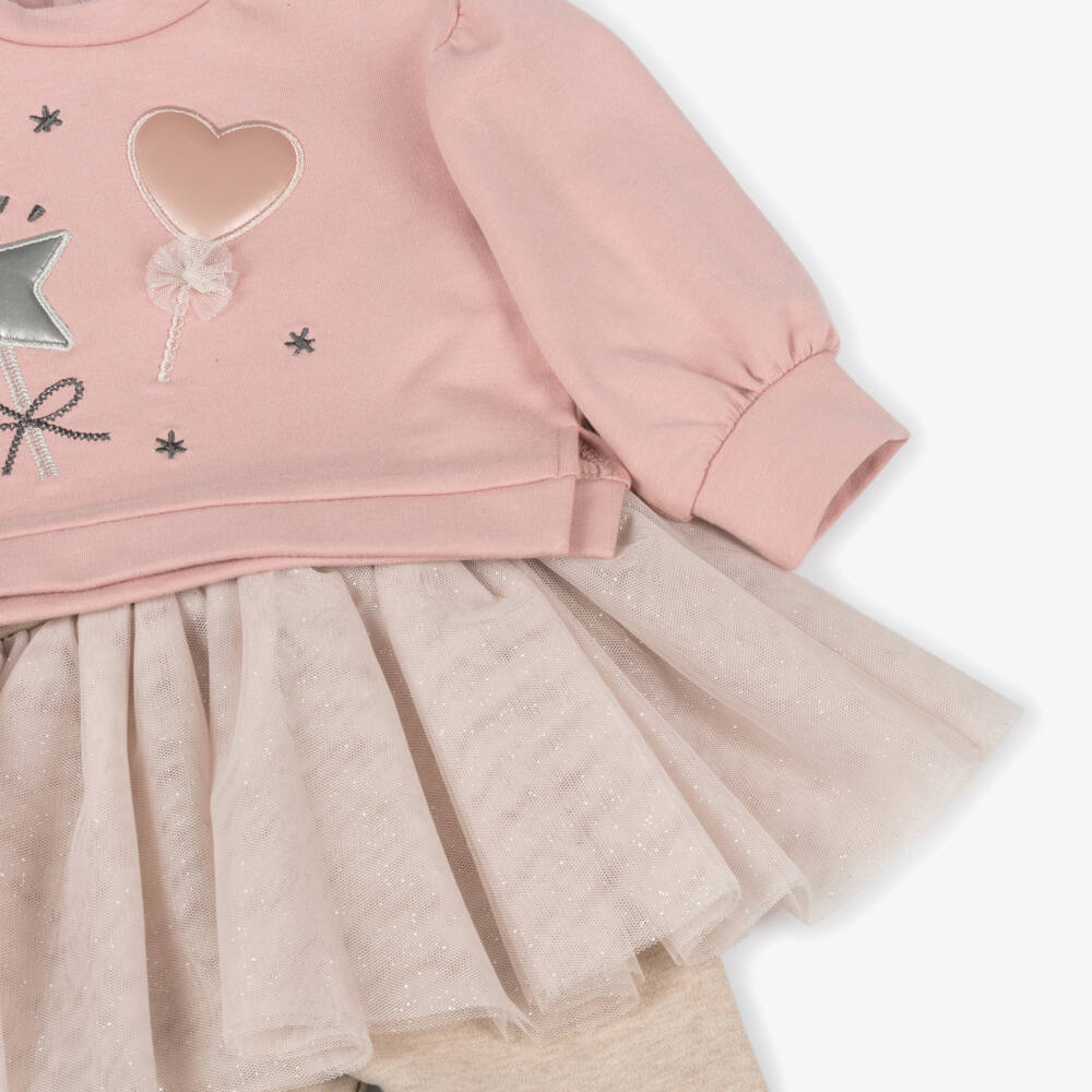 Mayoral-Girls Pink Heart Tulle Outfit | Childrensalon Outlet