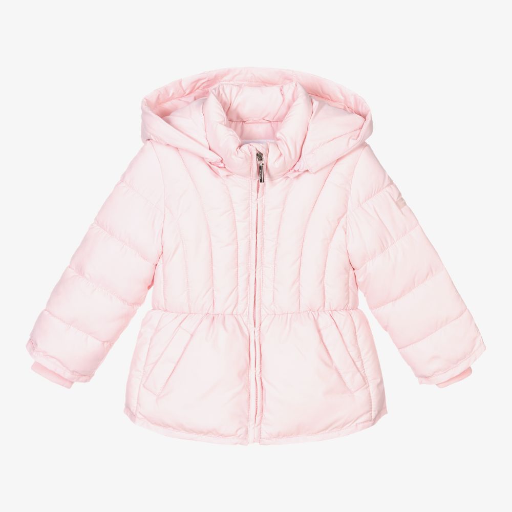 Mayoral - Girls Pink Hooded Coat | Childrensalon