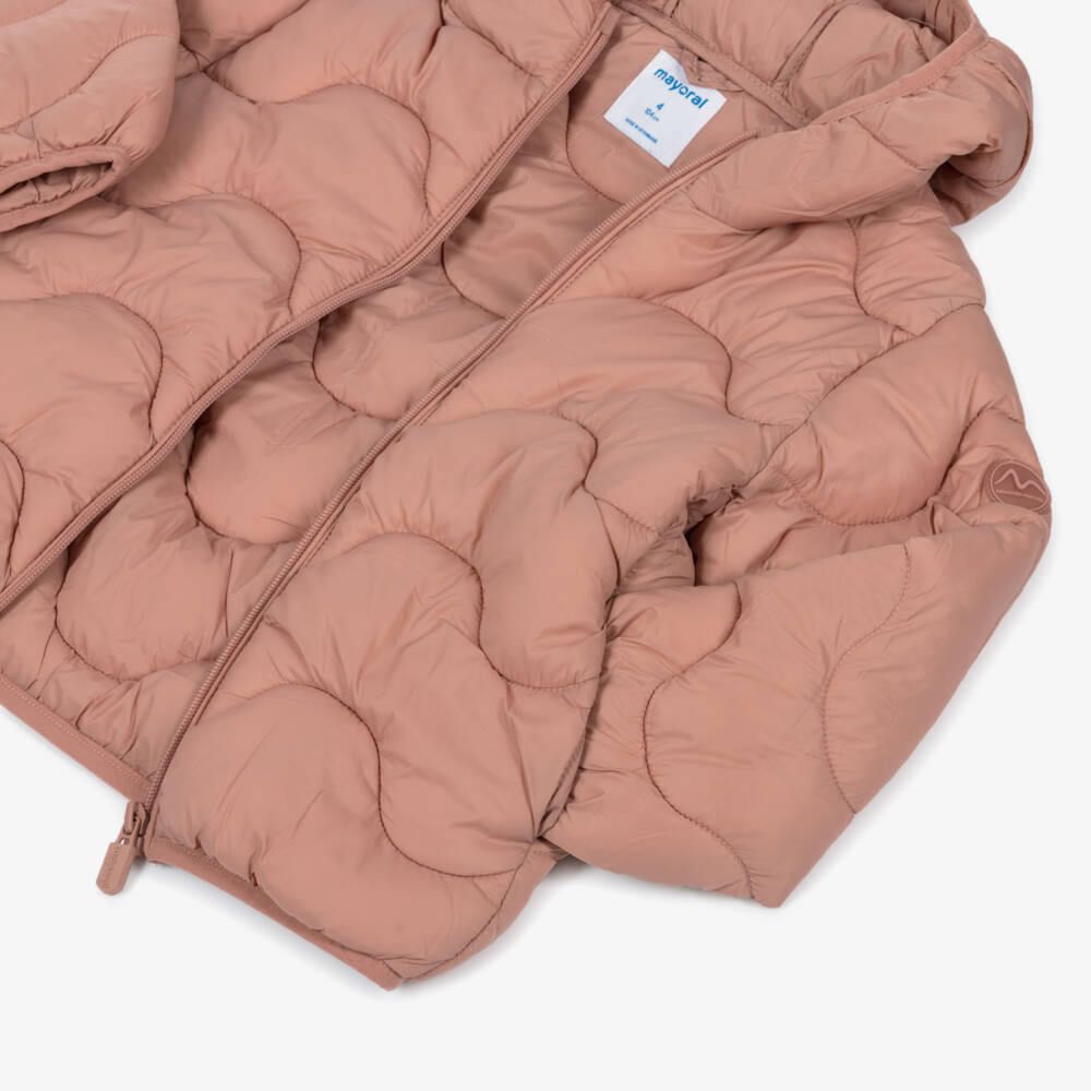 Mayoral-Girls Pink Hooded Puffer Jacket | Childrensalon Outlet