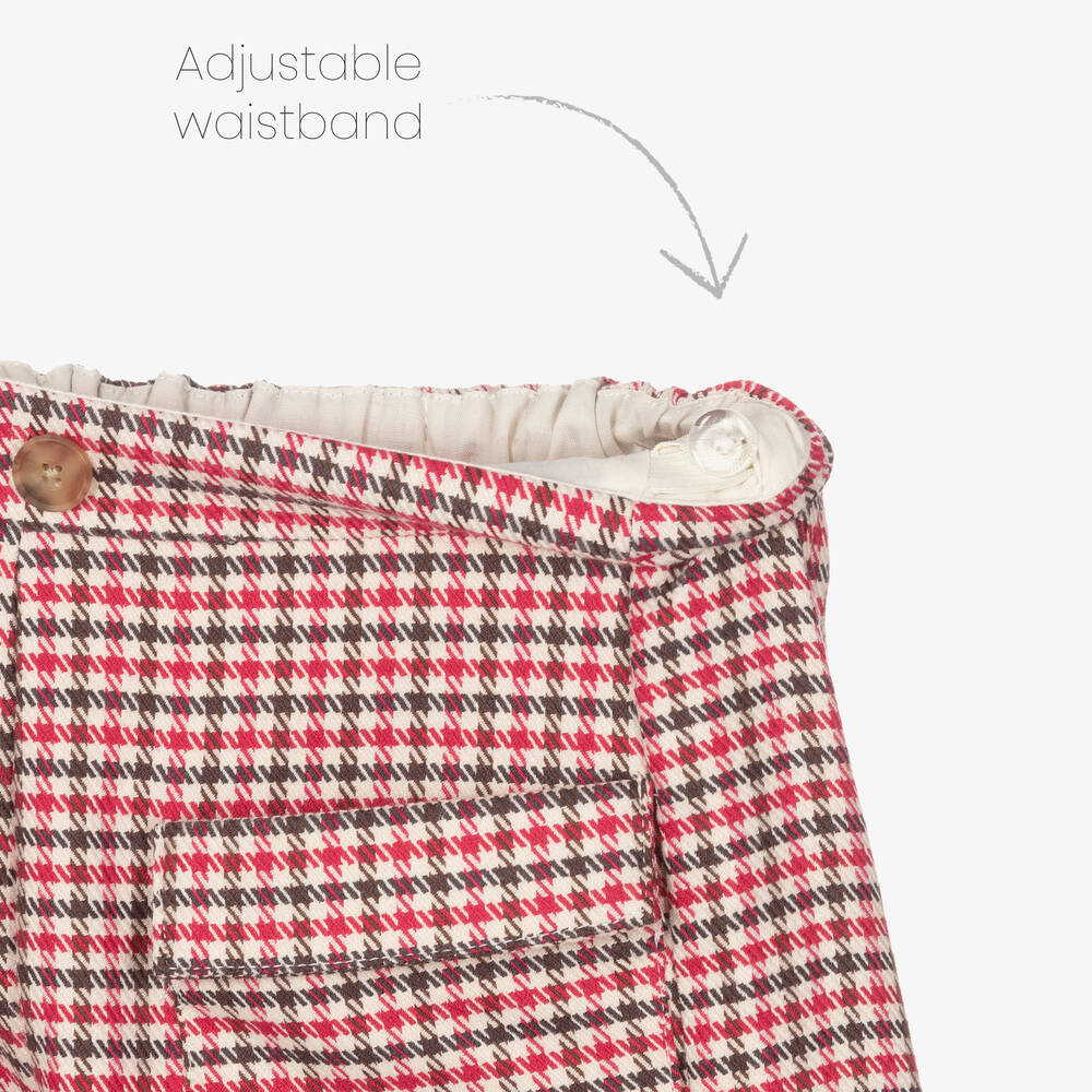 Mayoral-Розовая юбка-шорты в гусиную лапку для девочек | Childrensalon Outlet