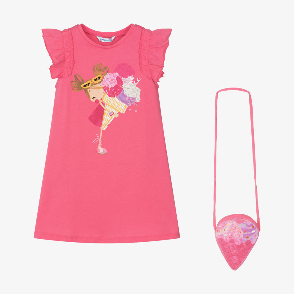 Mayoral-Girls Pink Ice Cream Dress Ensemble | Childrensalon Outlet