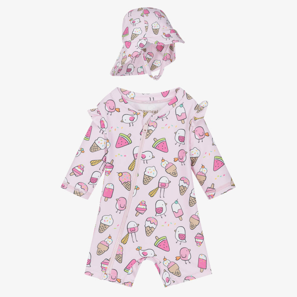 Mayoral Newborn-Girls Pink Ice Cream Swim Set | Childrensalon Outlet