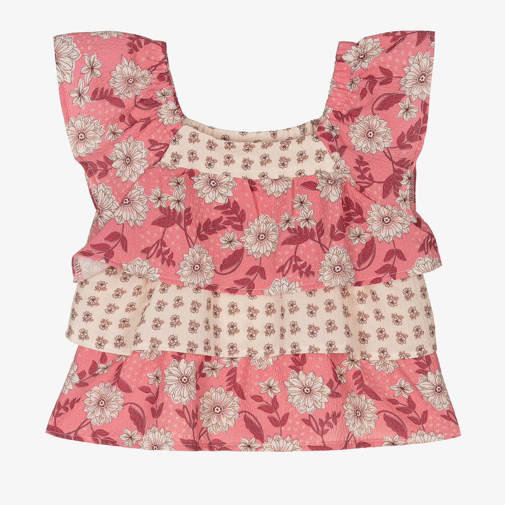 Mayoral - Кремово-розовая блузка в цветочек | Childrensalon