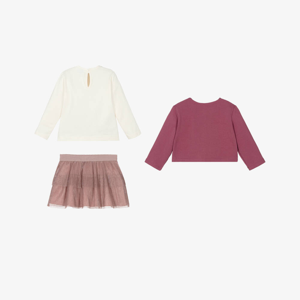 Mayoral-Girls Pink & Ivory Tulle Skirt Set | Childrensalon Outlet