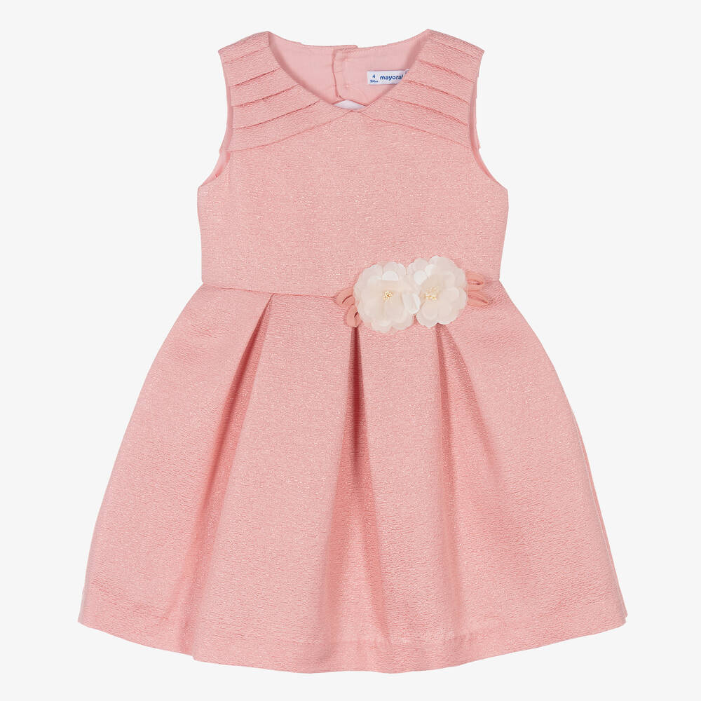 Mayoral-Girls Pink Jacquard Dress | Childrensalon Outlet