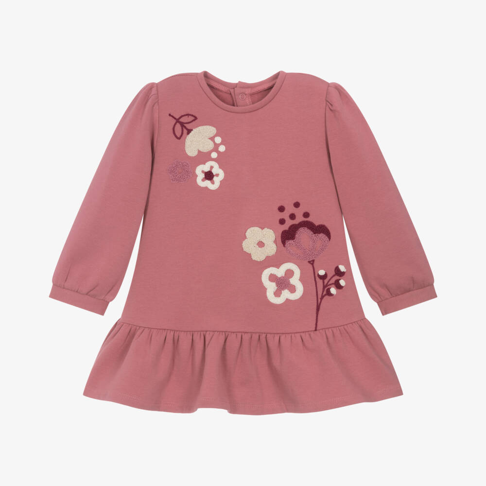 Mayoral-Girls Pink Jersey Floral Dress | Childrensalon Outlet