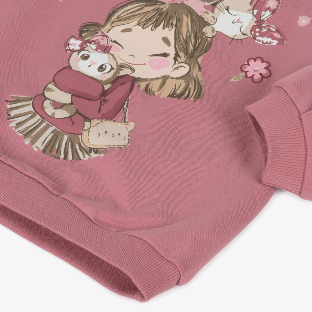Mayoral-Розовое хлопковое платье- свитшот для девочек | Childrensalon Outlet