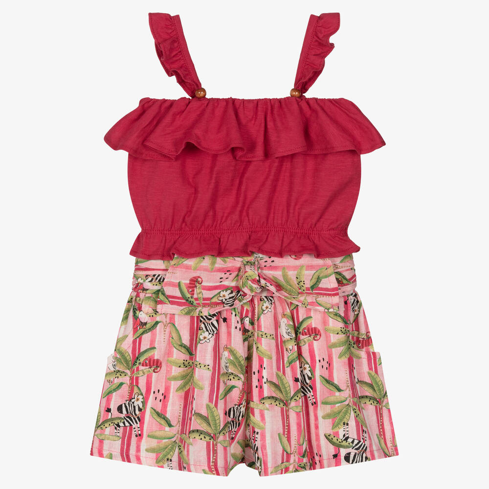 Mayoral - Розовый топ и шорты с бамбуковым принтом | Childrensalon