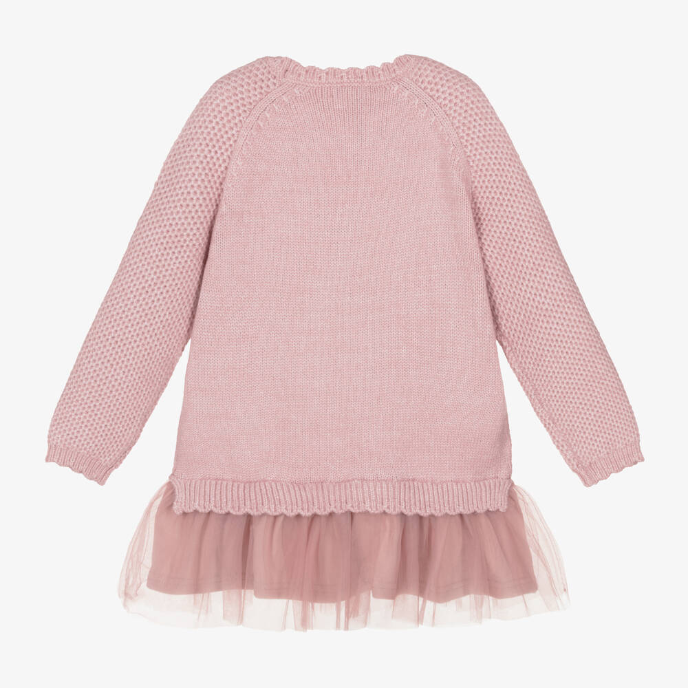 Mayoral-Girls Pink Knit and Tulle Dress | Childrensalon Outlet