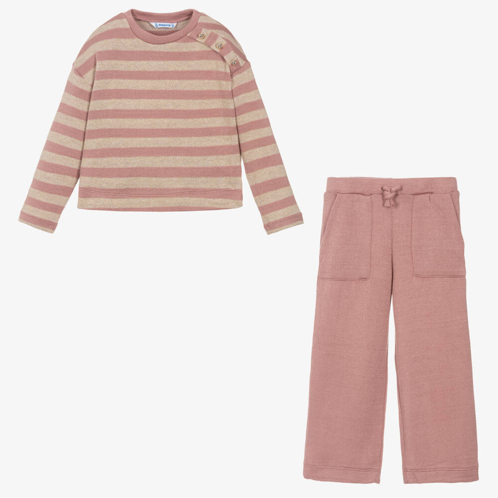 Mayoral-Girls Pink Knit Trouser Ensemble | Childrensalon Outlet