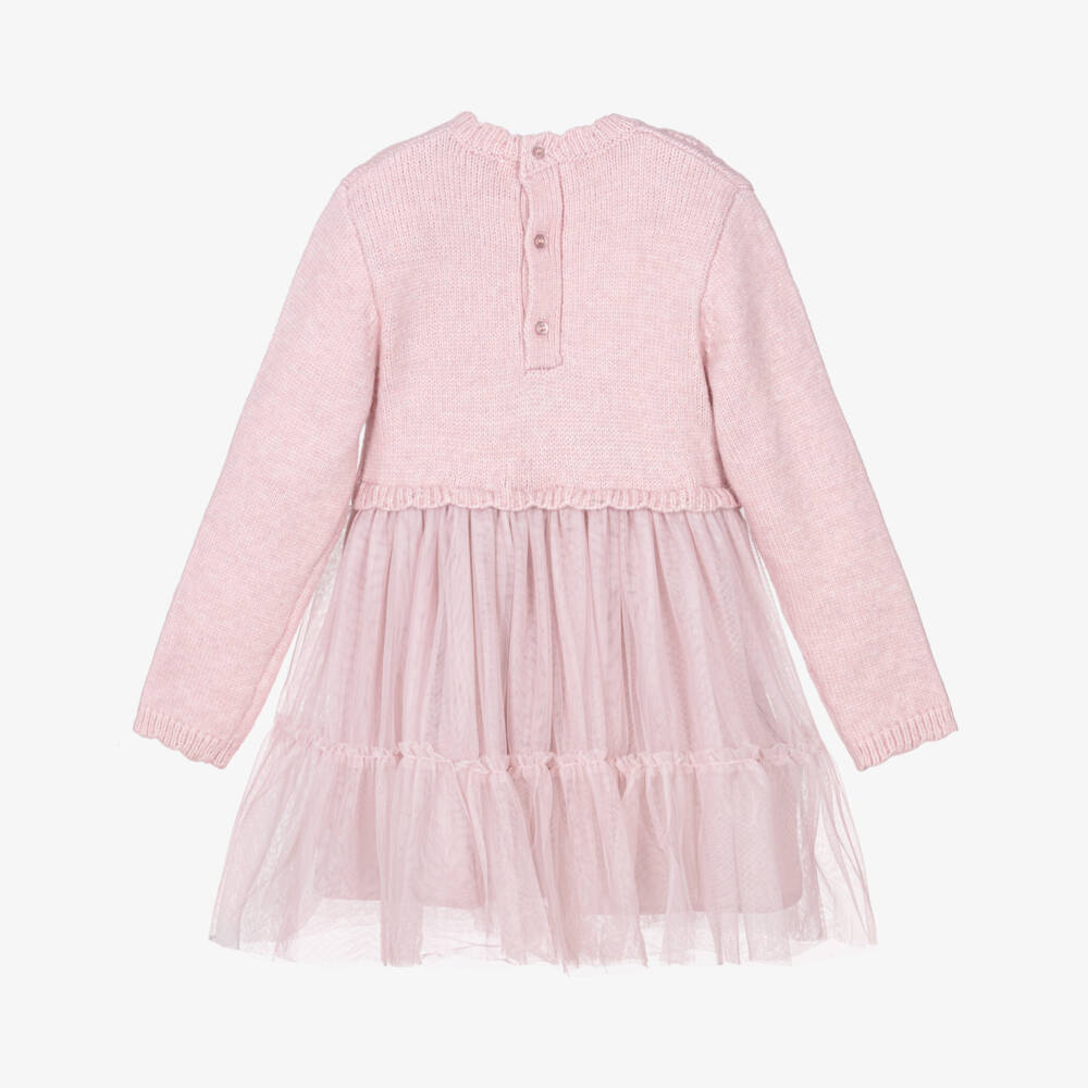 Mayoral-Girls Pink Knit & Tulle Dress | Childrensalon Outlet