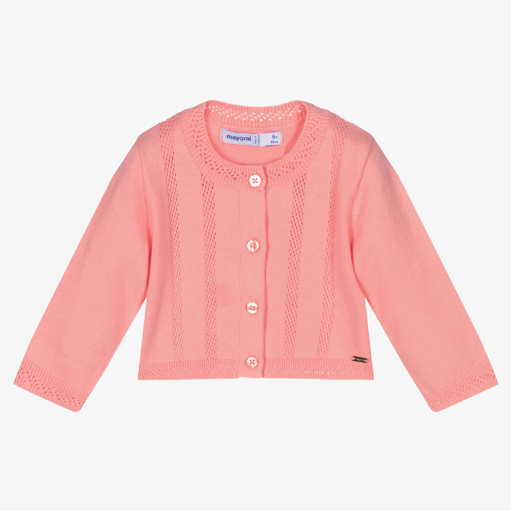 Mayoral - Girls Pink Knitted Cardigan | Childrensalon