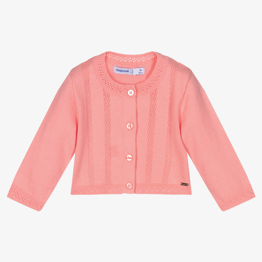 Mayoral-Girls Pink Knitted Cardigan | Childrensalon Outlet