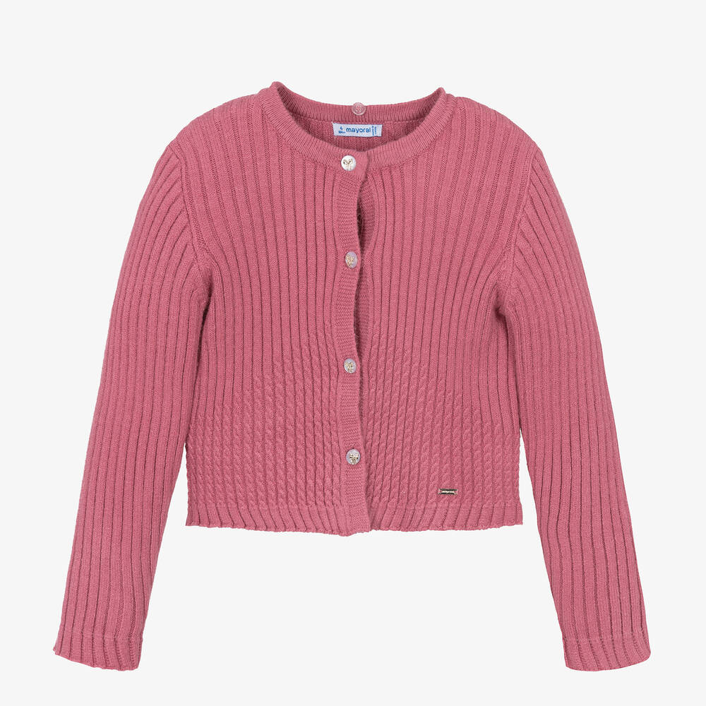 Mayoral-Girls Pink Knitted Cardigan | Childrensalon Outlet