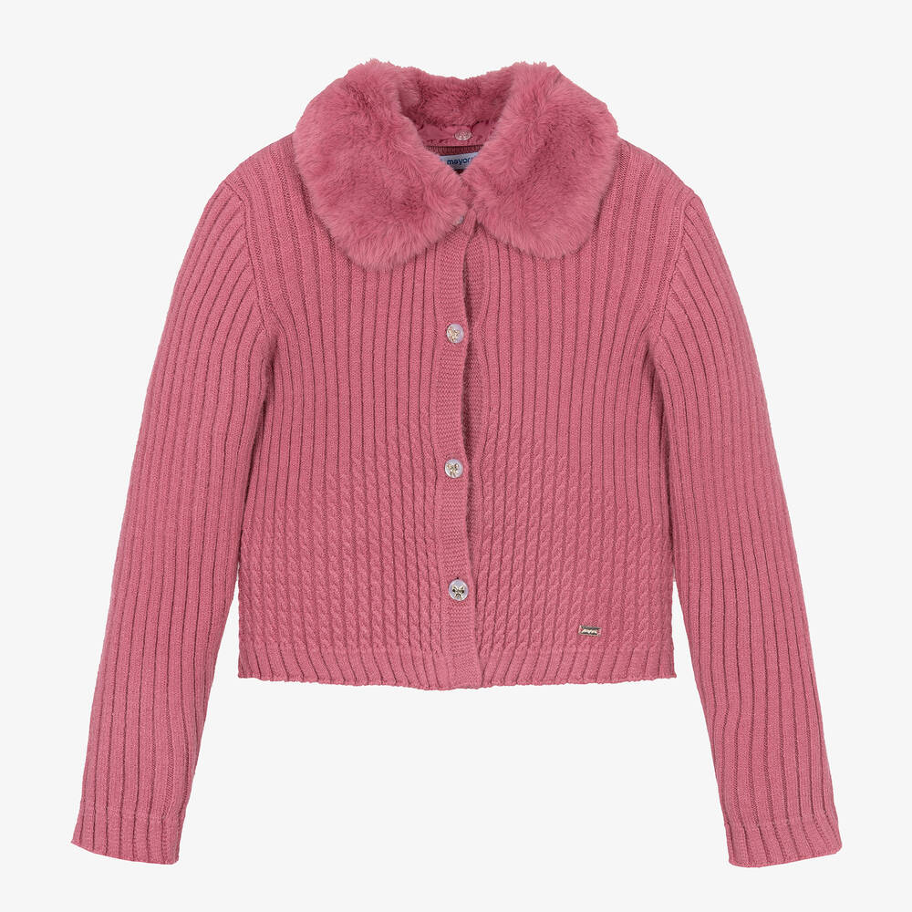 Mayoral - Girls Pink Knitted Cardigan | Childrensalon
