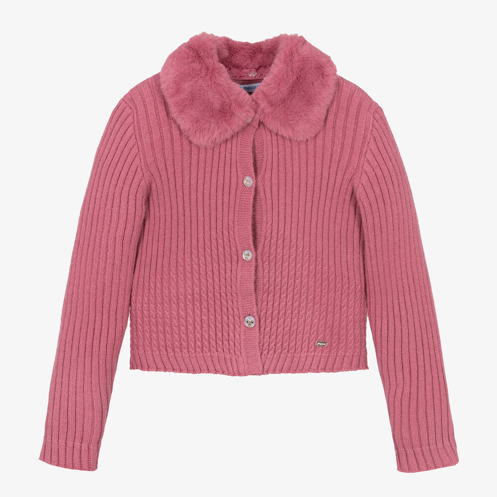 Mayoral-Girls Pink Knitted Cardigan | Childrensalon Outlet