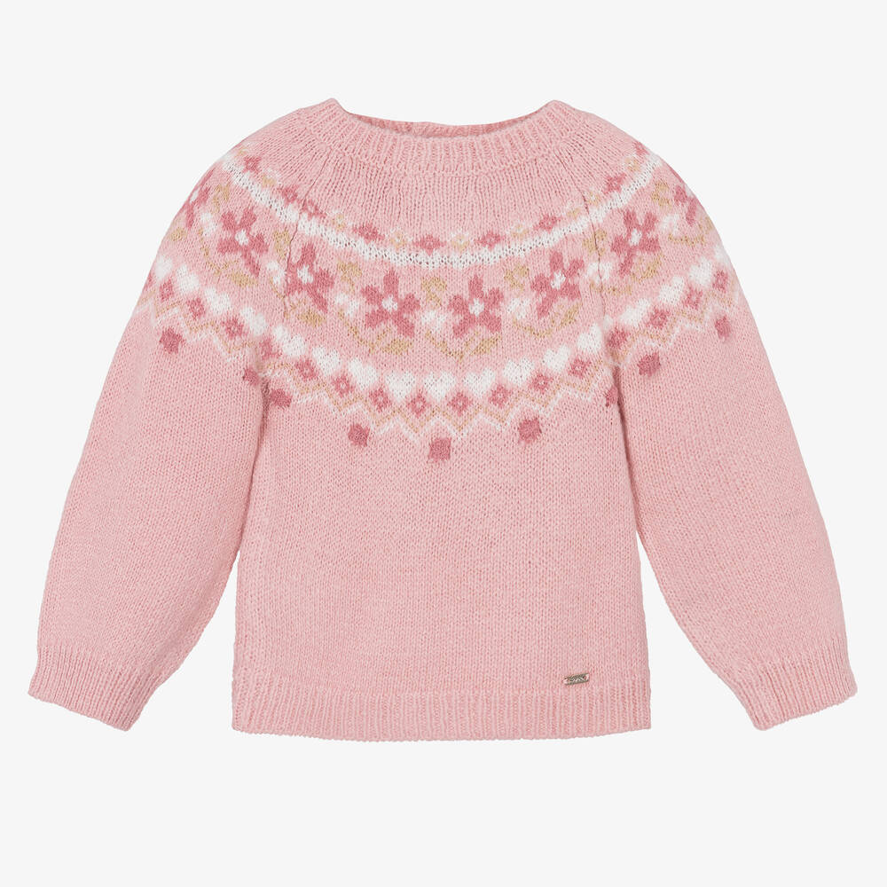 Mayoral - Pull rose à motif jacquard fille | Childrensalon