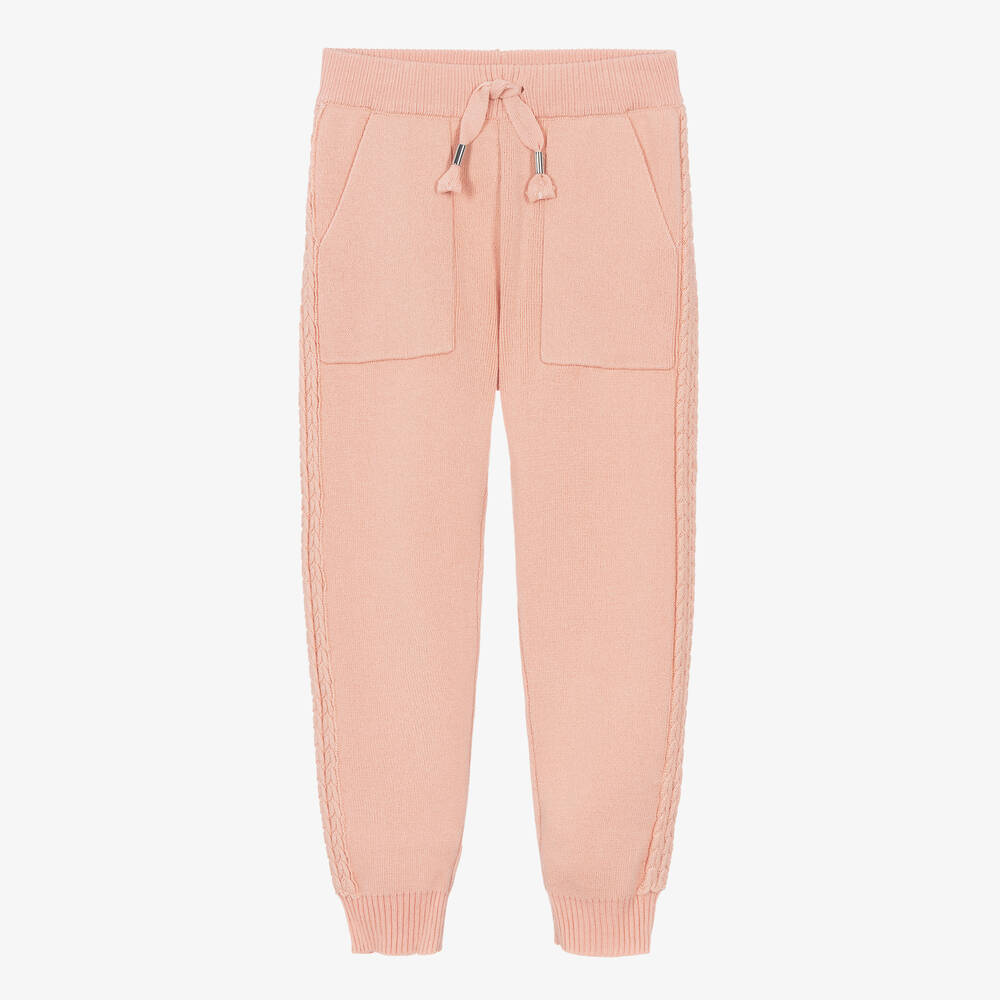 Mayoral - Girls Pink Knitted Joggers | Childrensalon