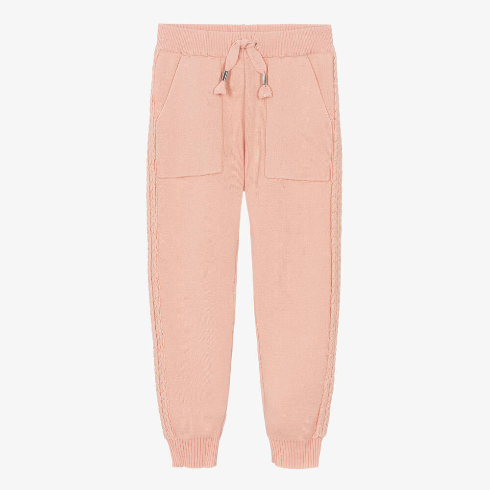 Mayoral - Pantalon de jogging rose en maille | Childrensalon