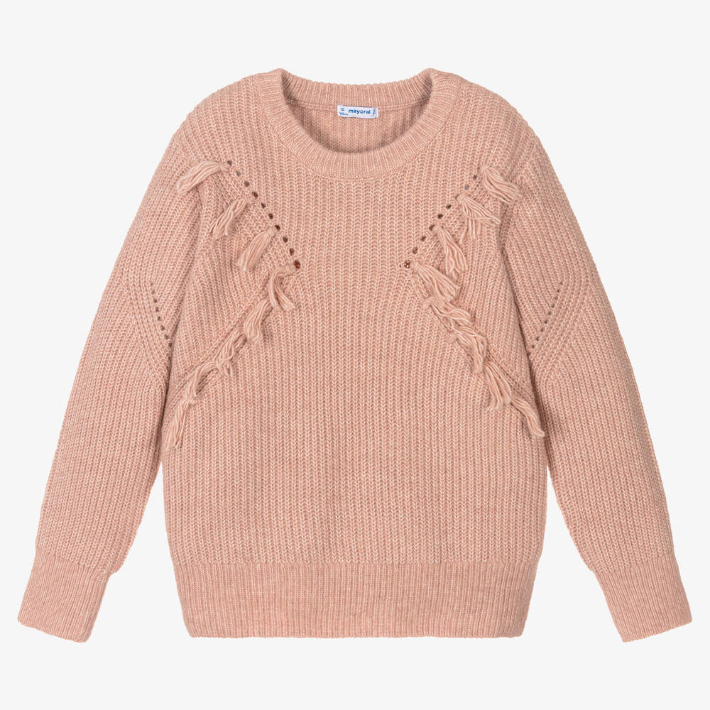 Mayoral-Розовый вязаный свитер для девочек | Childrensalon Outlet