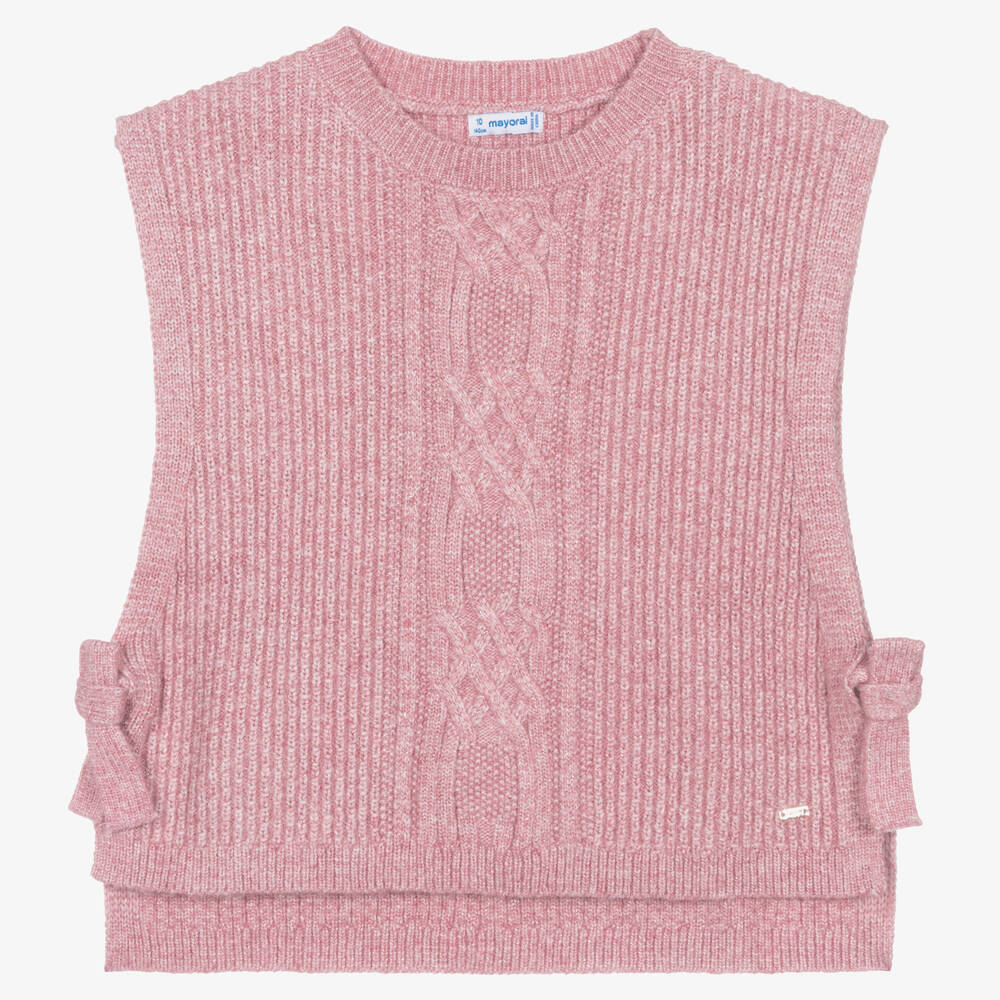 Mayoral - Girls Pink Knitted Sweater Vest | Childrensalon