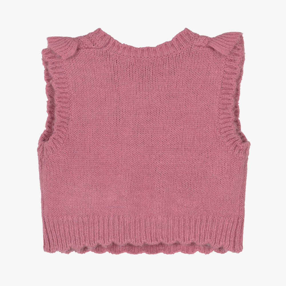 Mayoral-Girls Pink Knitted Sweater Vest | Childrensalon Outlet