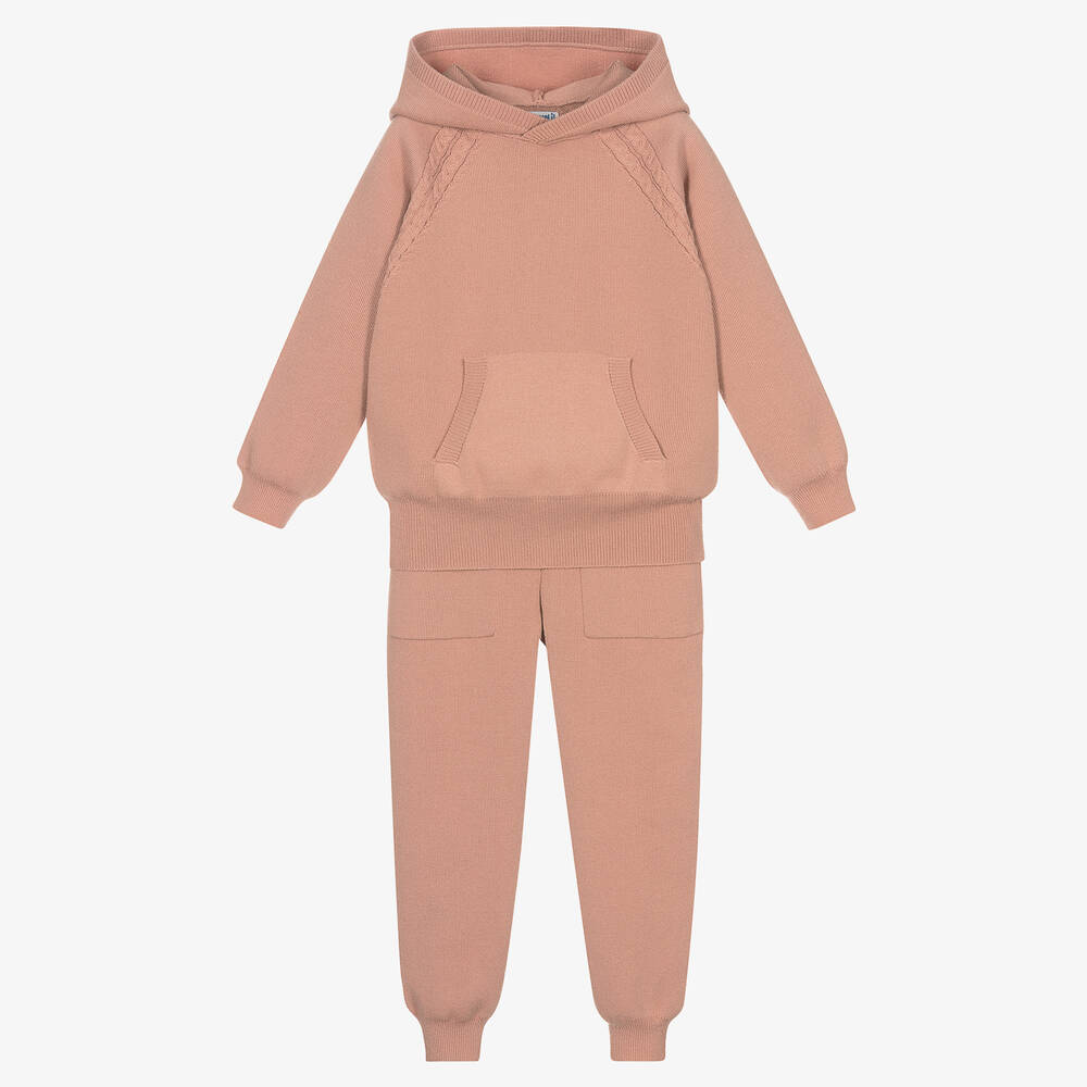 Mayoral - Girls Pink Knitted Tracksuit | Childrensalon