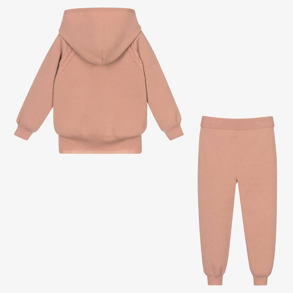 Mayoral-Розовый вязаный спортивный костюм для девочек | Childrensalon Outlet