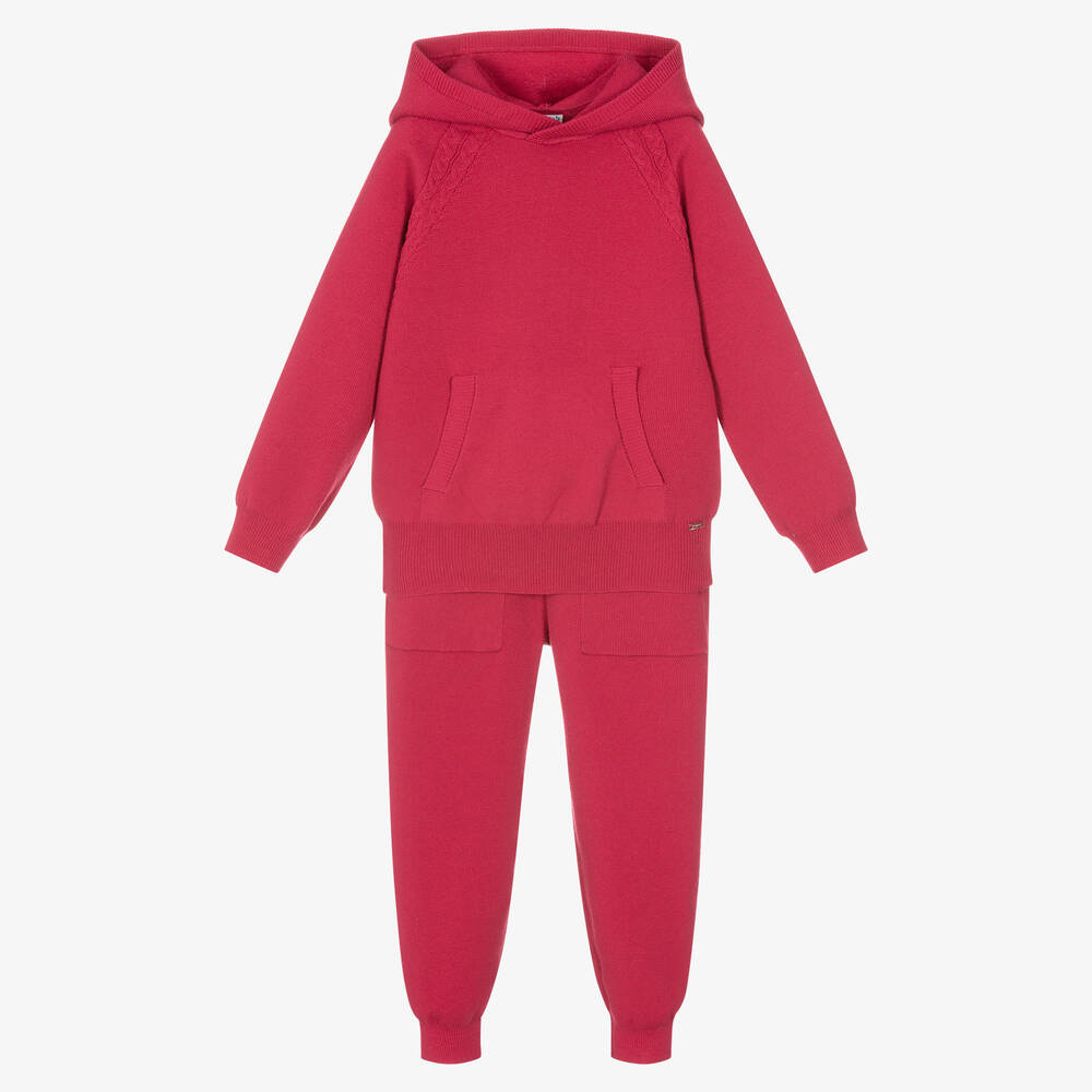 Mayoral - Girls Pink Knitted Tracksuit | Childrensalon