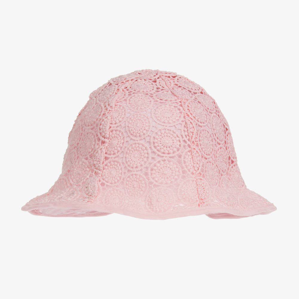 Mayoral - Girls Pink Lace Sun Hat | Childrensalon