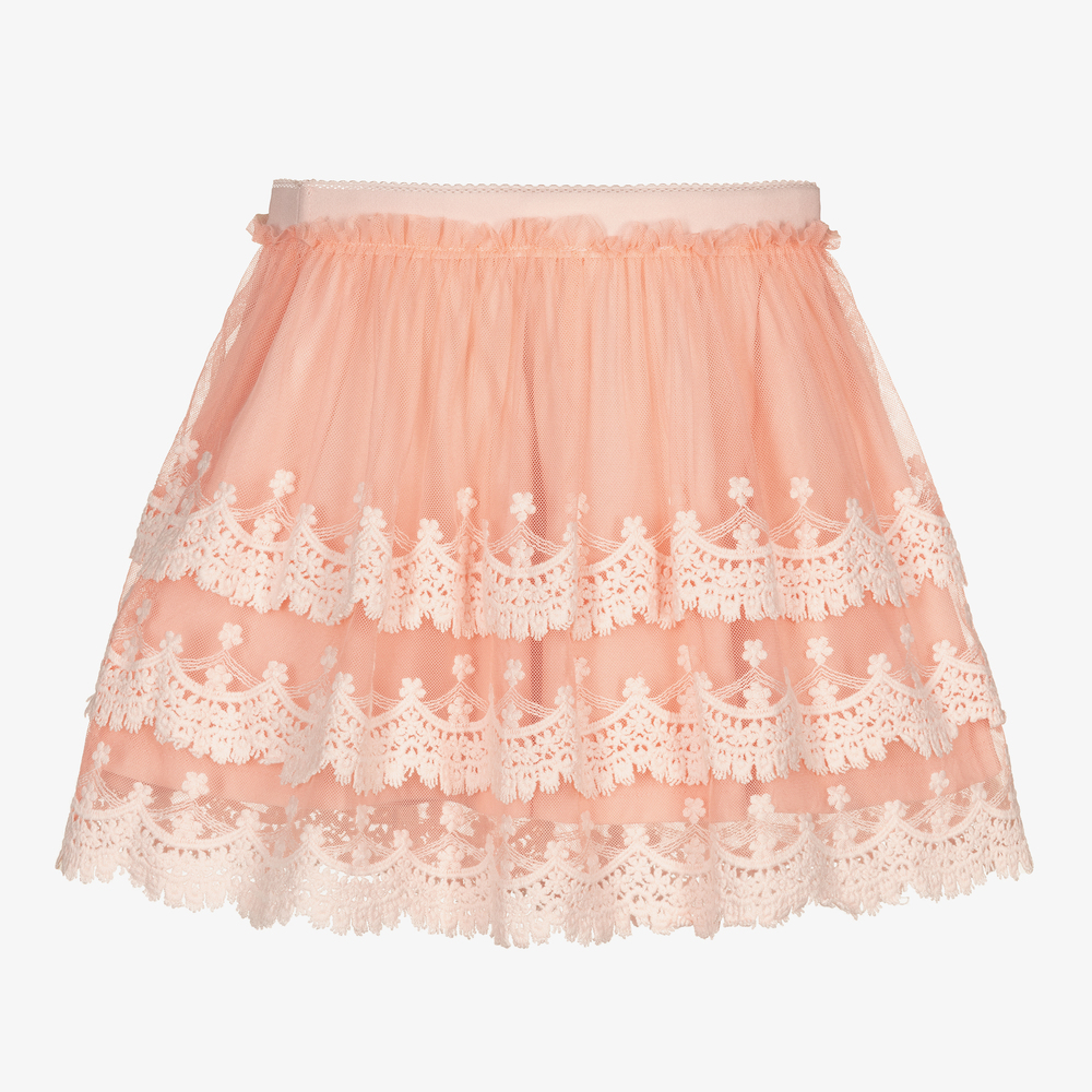 Mayoral-Girls Pink Lace & Tulle Skirt | Childrensalon Outlet