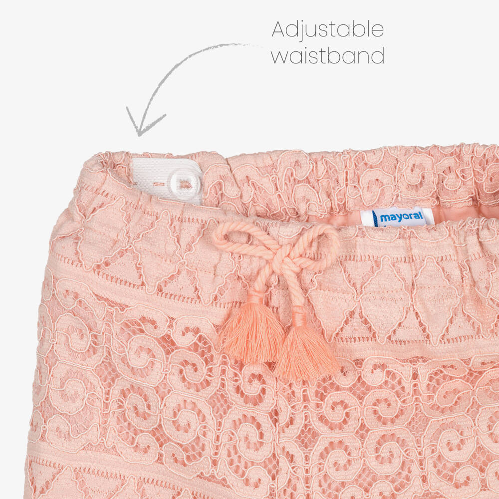 Mayoral-Girls Pink Lace Wide Leg Trousers | Childrensalon Outlet