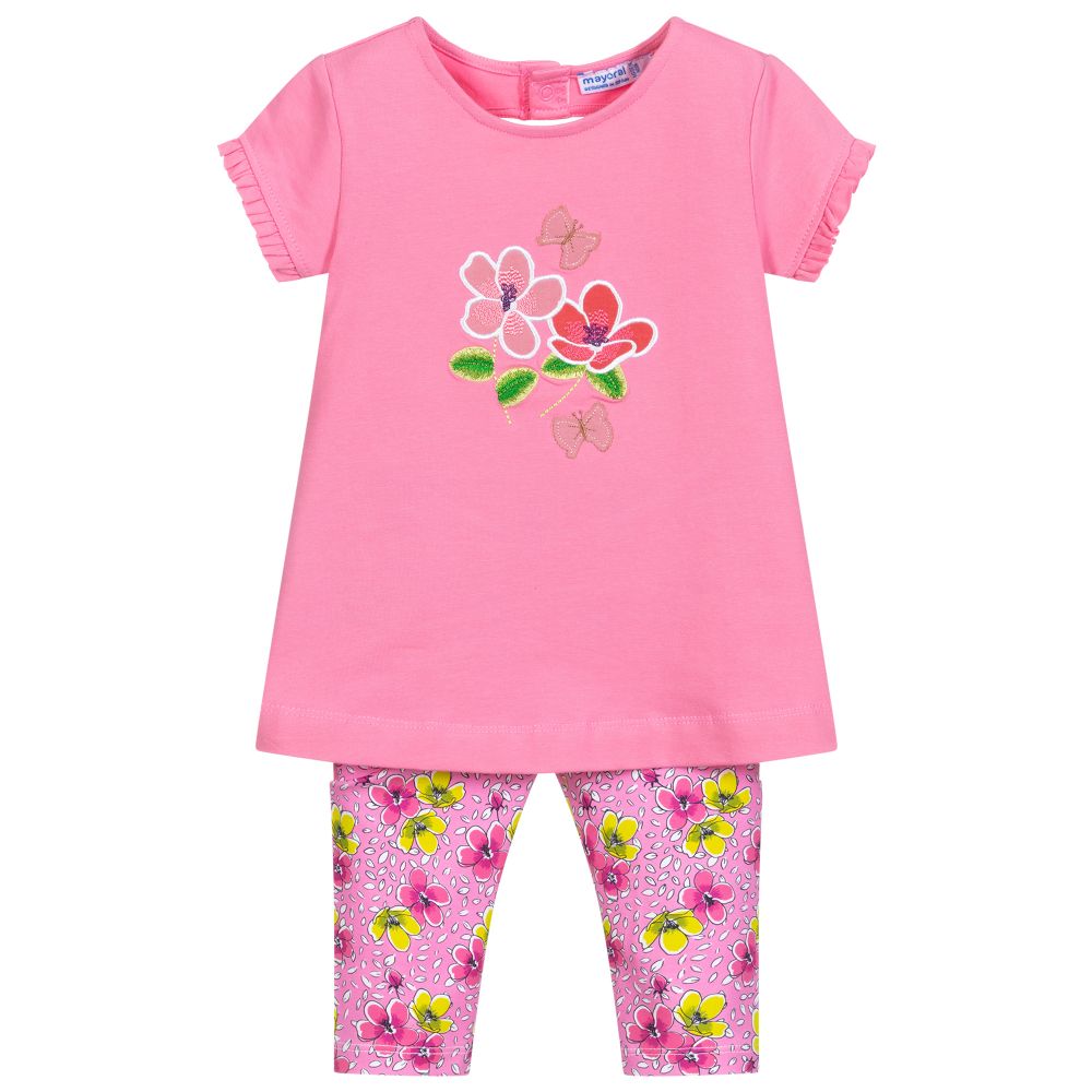 Mayoral - Girls Pink Leggings Set | Childrensalon