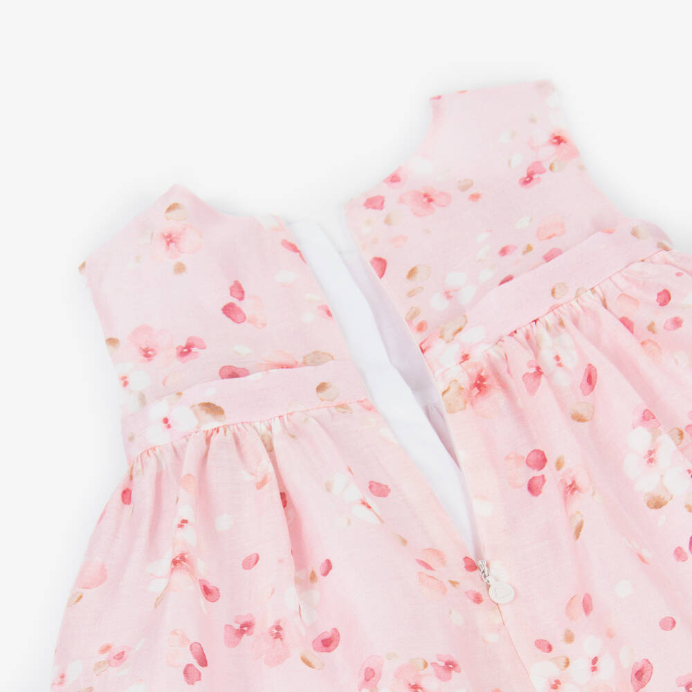 Mayoral Newborn-Girls Pink Linen Floral Organza Dress | Childrensalon Outlet