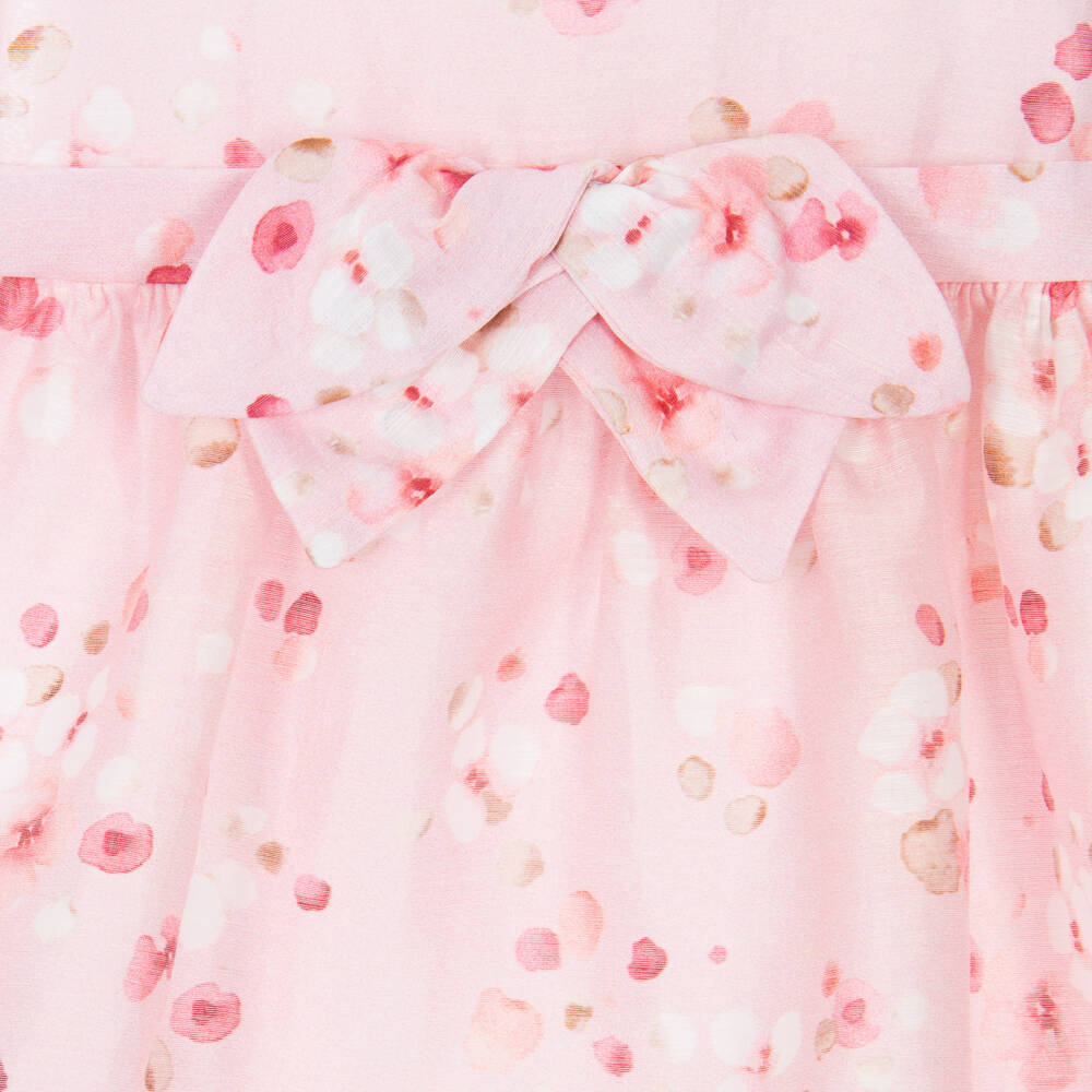 Mayoral Newborn-Girls Pink Linen Floral Organza Dress | Childrensalon Outlet
