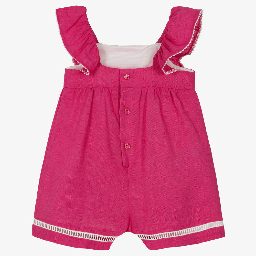 Mayoral - Girls Pink Linen Playsuit | Childrensalon Outlet